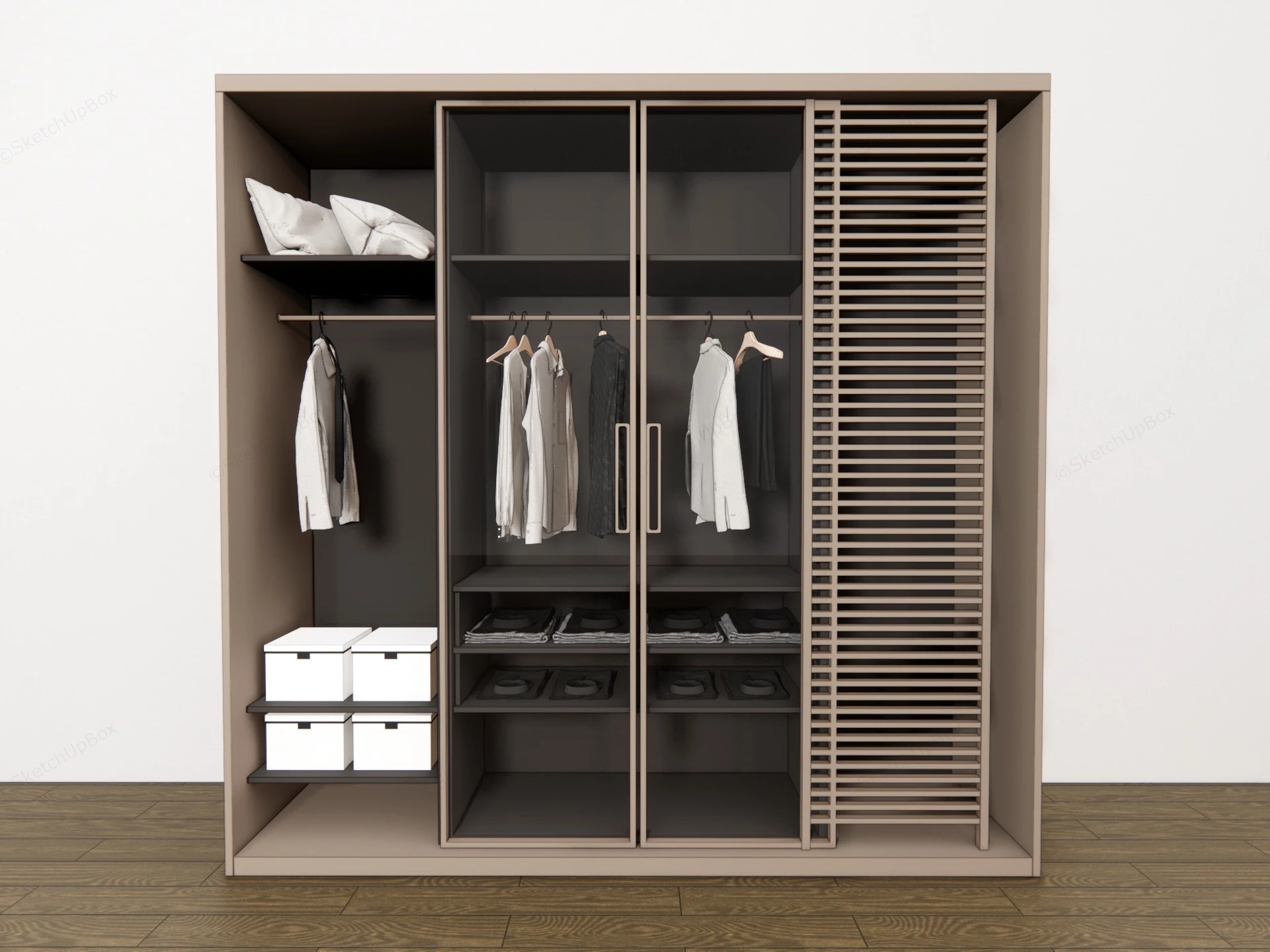 Modern Wood Wardrobe Design sketchup model preview - SketchupBox