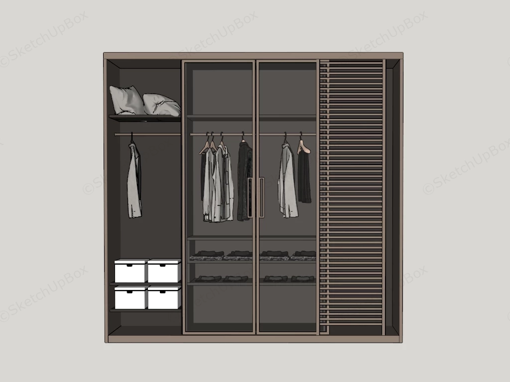 Modern Wood Wardrobe Design sketchup model preview - SketchupBox