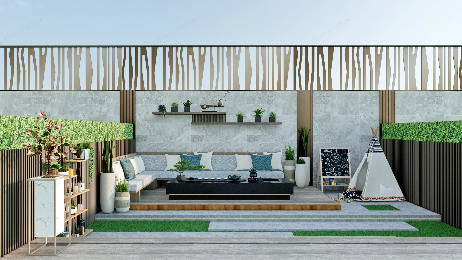 Outdoor Patio Design Ideas sketchup model preview - SketchupBox