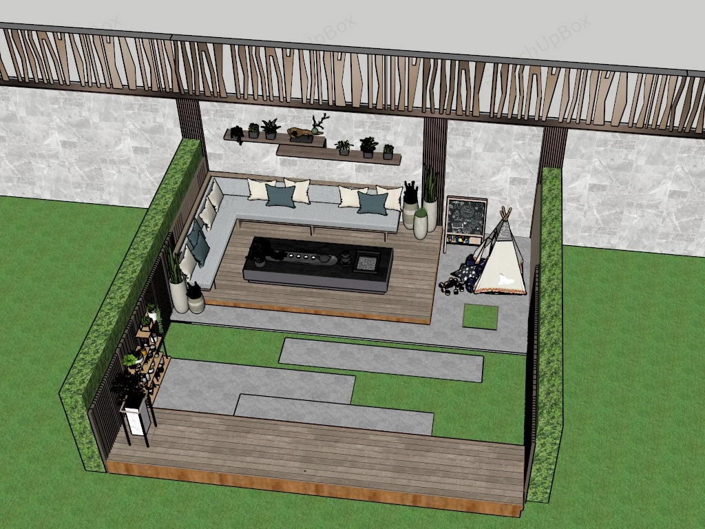 Outdoor Patio Design Ideas sketchup model preview - SketchupBox