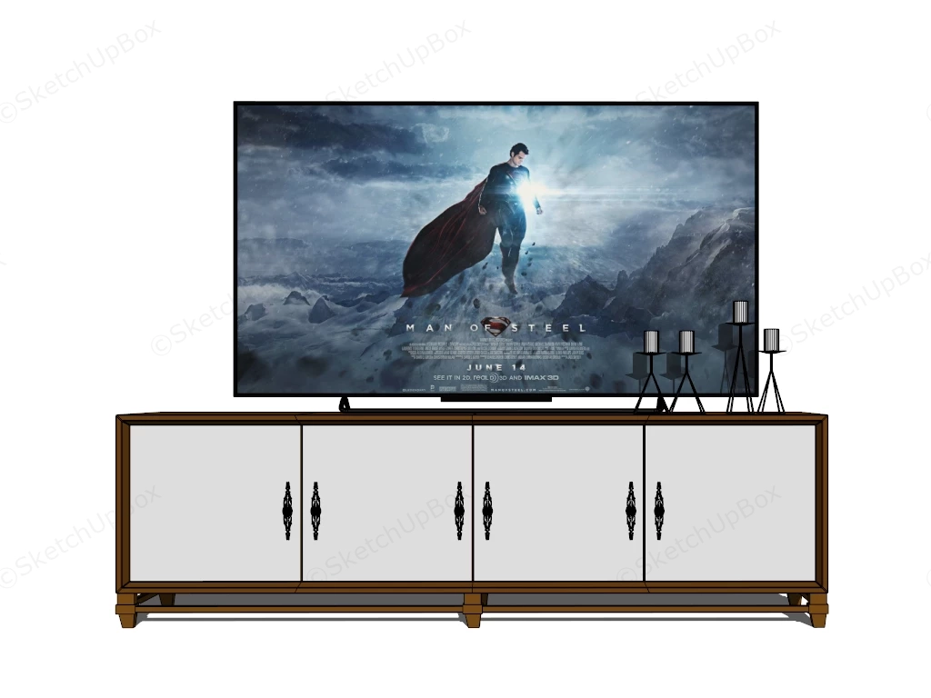 Retro TV Stand Console sketchup model preview - SketchupBox