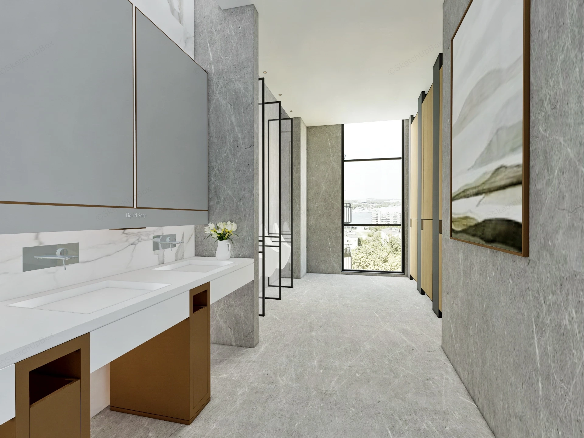 Public Toilet Design sketchup model preview - SketchupBox