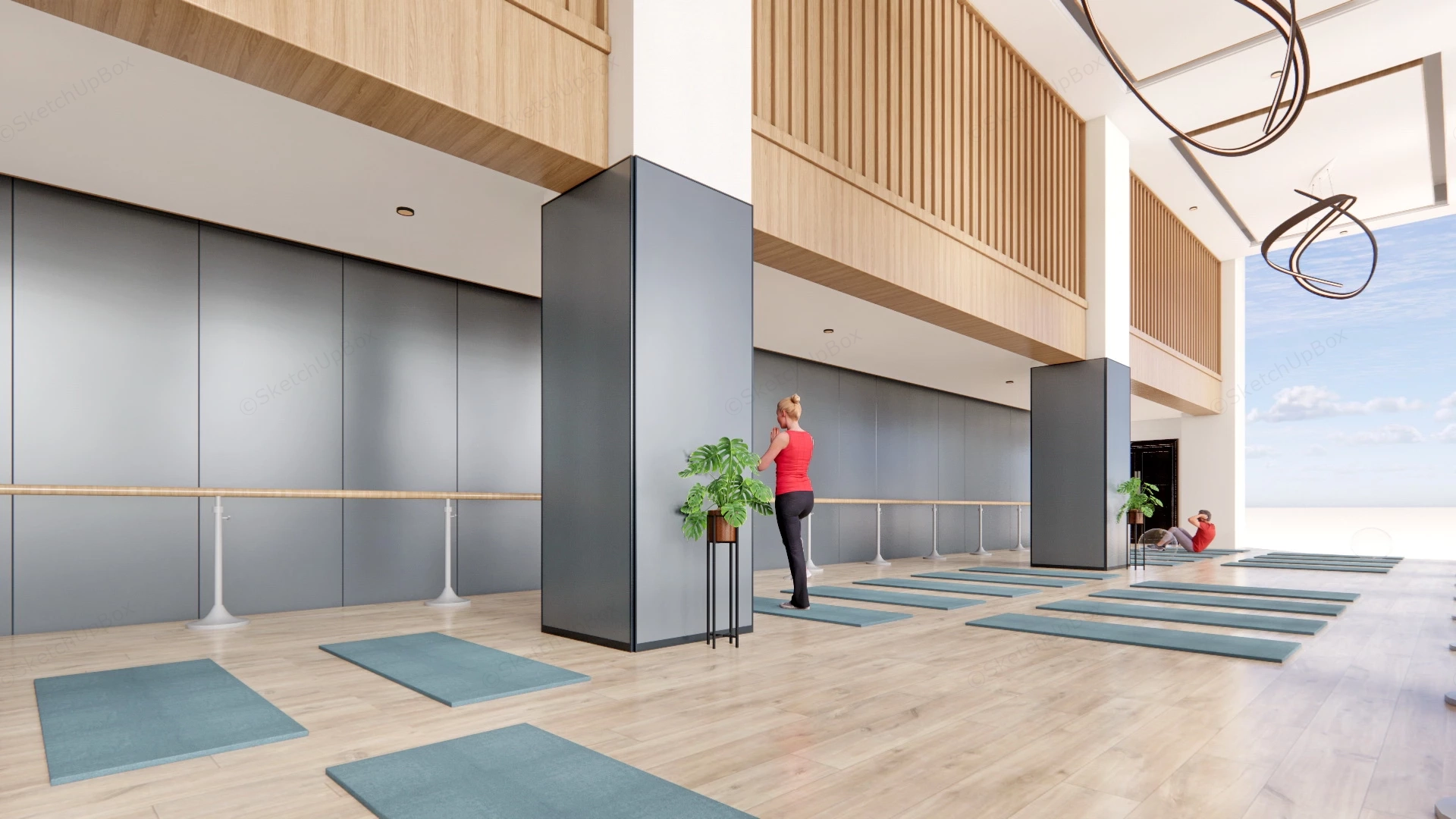 Dance And Yoga Studio Design sketchup model preview - SketchupBox