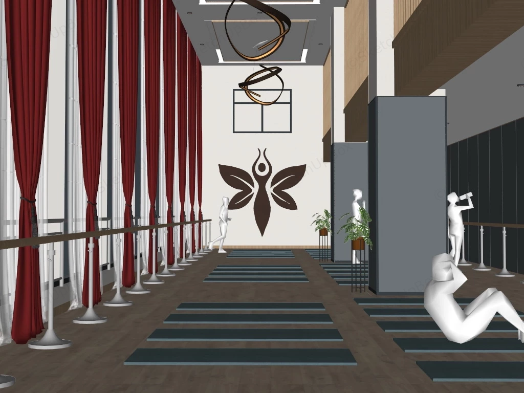 Dance And Yoga Studio Design sketchup model preview - SketchupBox