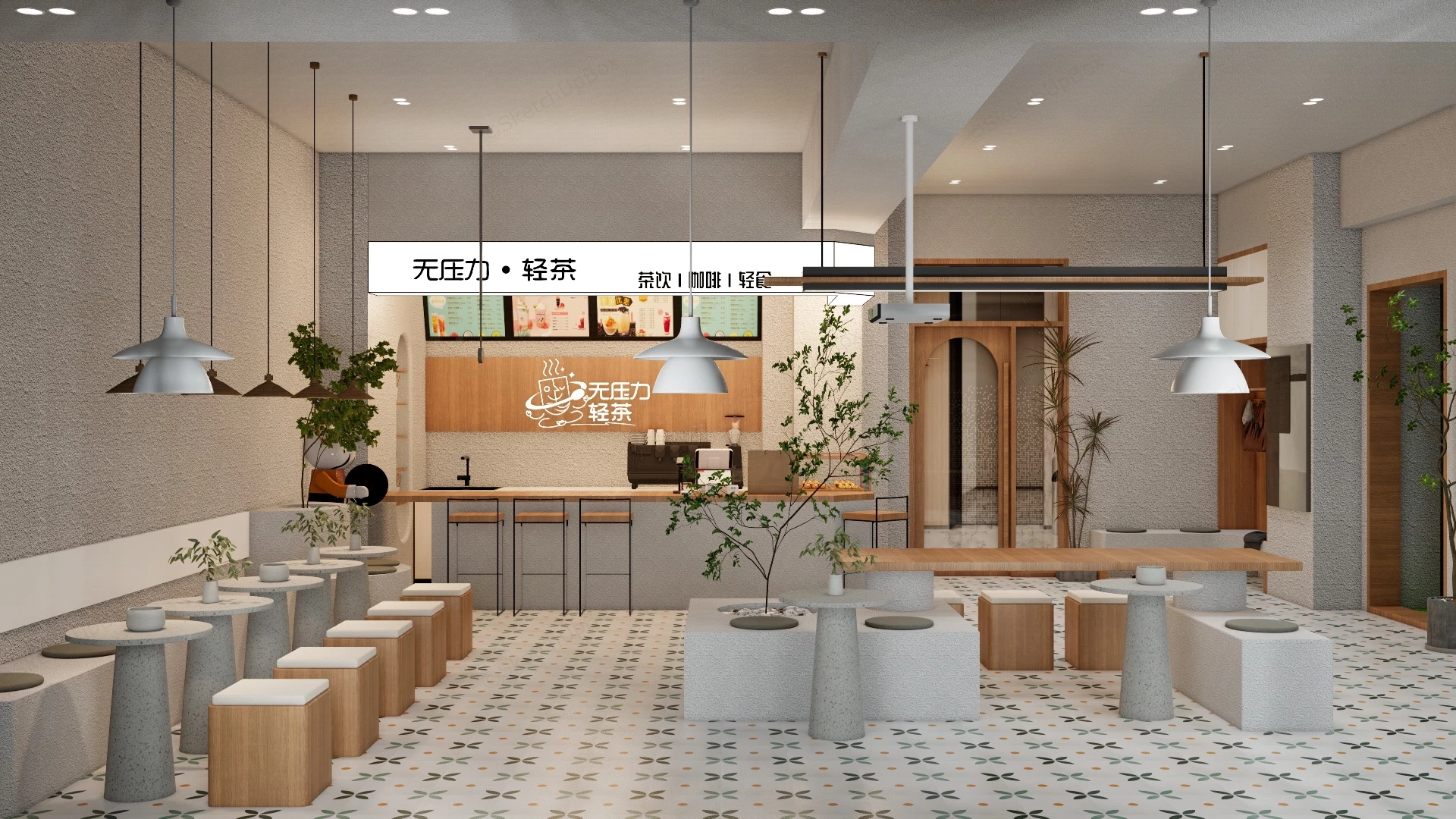 Modern Chinese Juice Bar sketchup model preview - SketchupBox