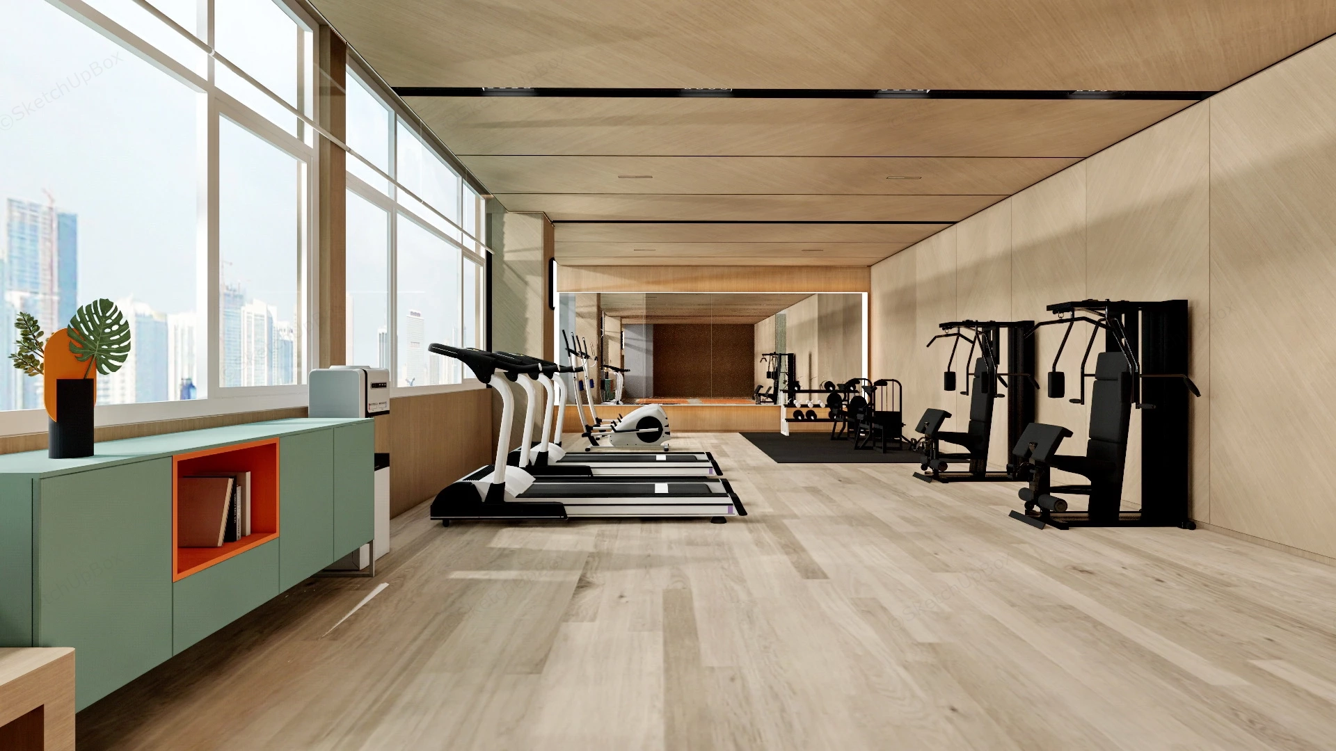 Office Gym Room sketchup model preview - SketchupBox