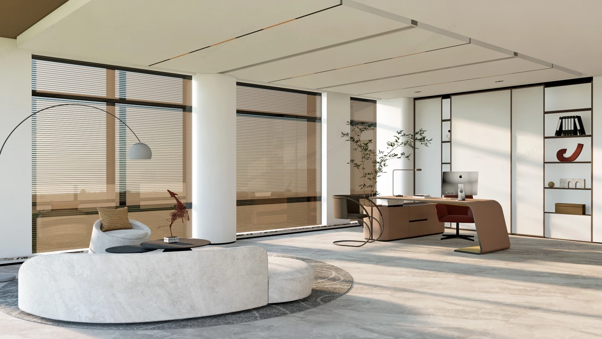 Executive Manager Office Design sketchup model preview - SketchupBox