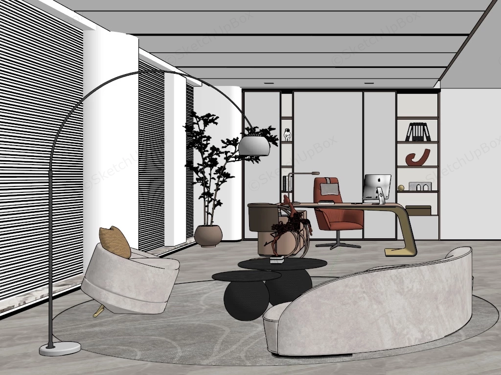 Executive Manager Office Design sketchup model preview - SketchupBox