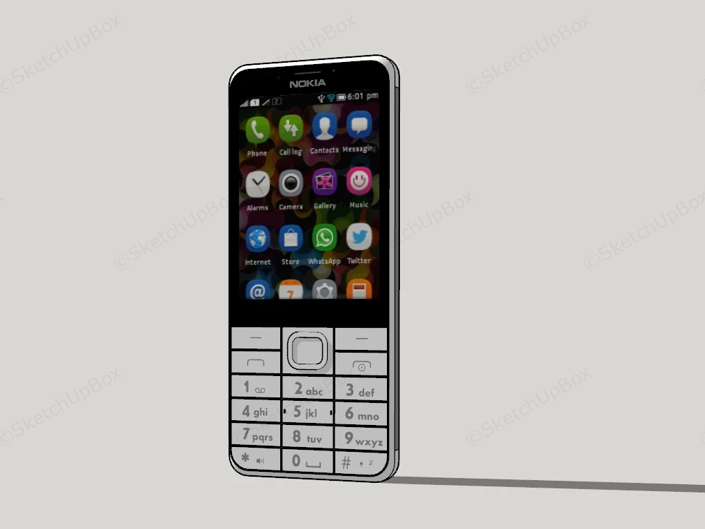 Nokia 230 Dual Sim Phone sketchup model preview - SketchupBox
