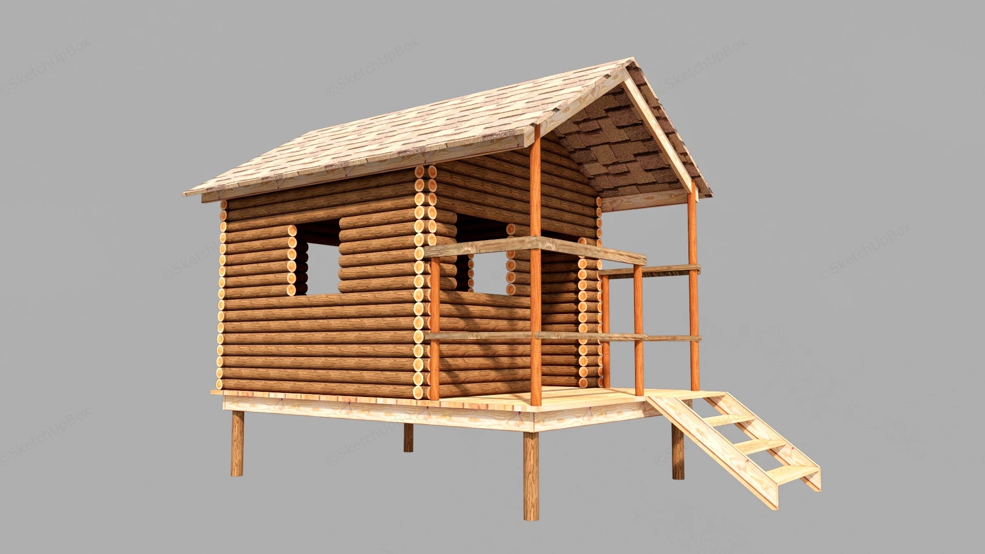 Wooden Stilt Hut sketchup model preview - SketchupBox