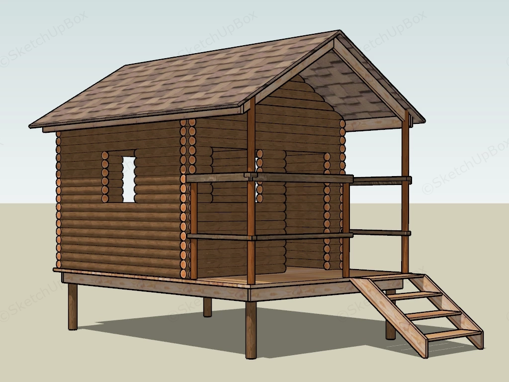 Wooden Stilt Hut sketchup model preview - SketchupBox