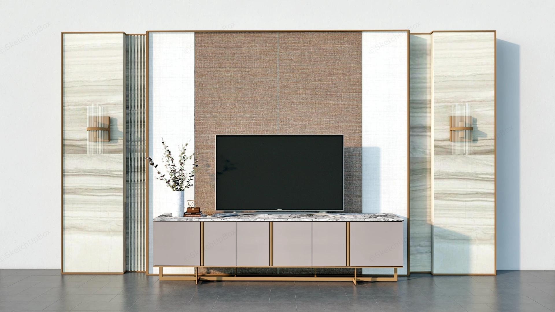 TV Console Decorating Idea sketchup model preview - SketchupBox