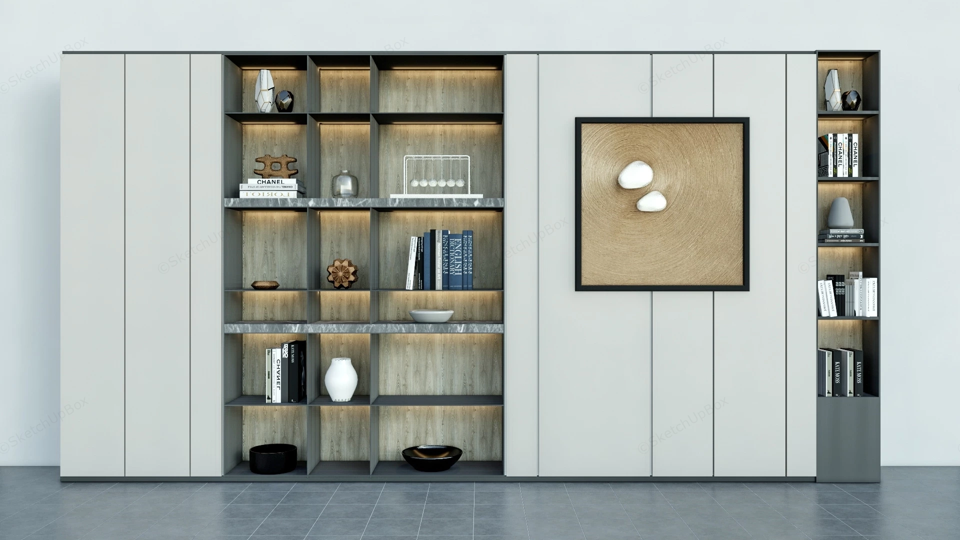 Modern Wall Bookcase sketchup model preview - SketchupBox