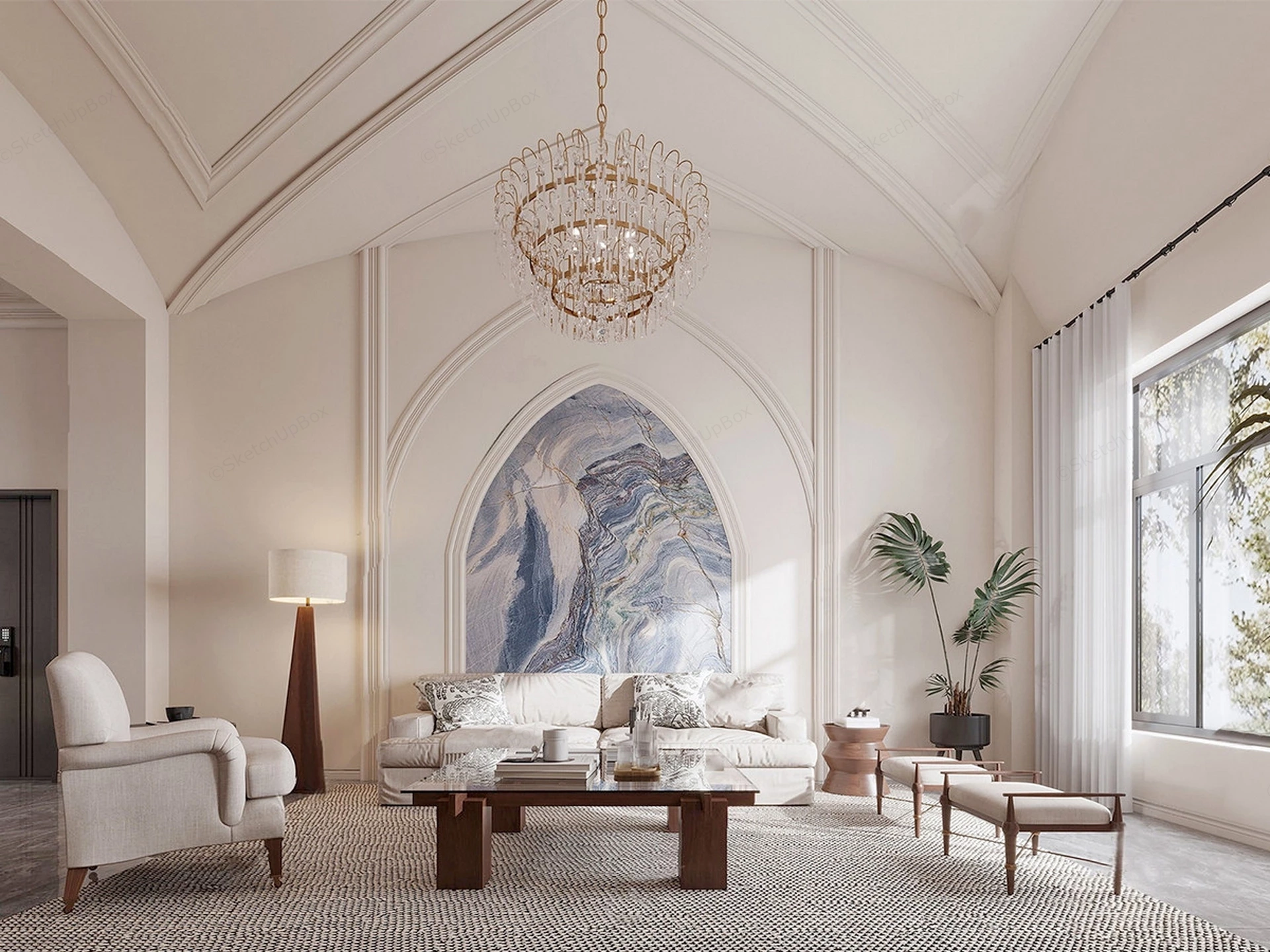 Luxury Villa Living Room Design sketchup model preview - SketchupBox