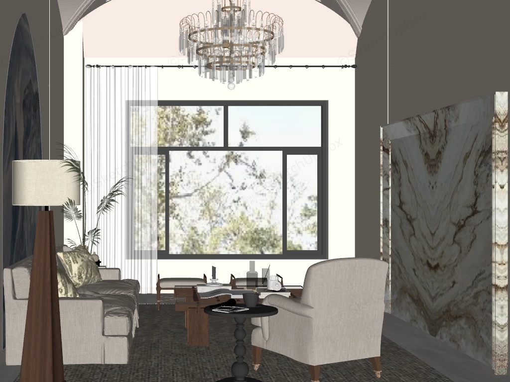 Luxury Villa Living Room Design sketchup model preview - SketchupBox