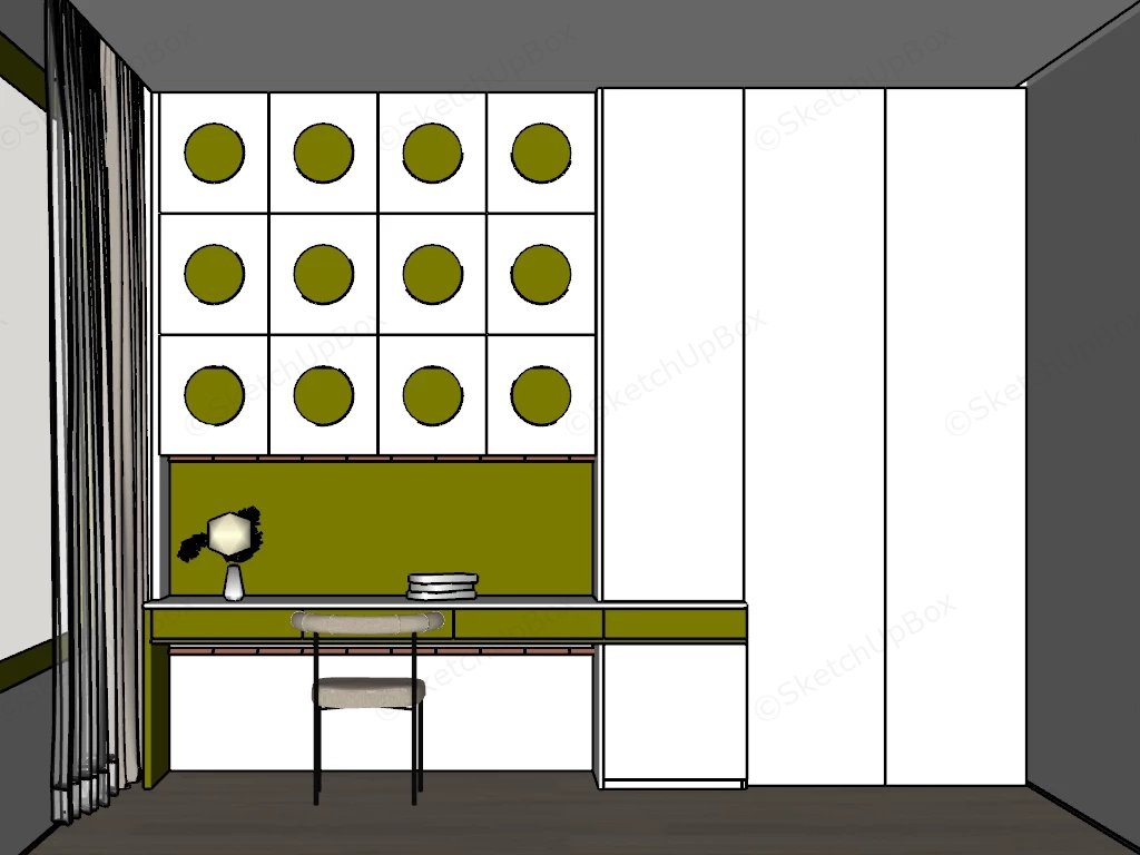 Kids Room Wardrobe With Desk sketchup model preview - SketchupBox