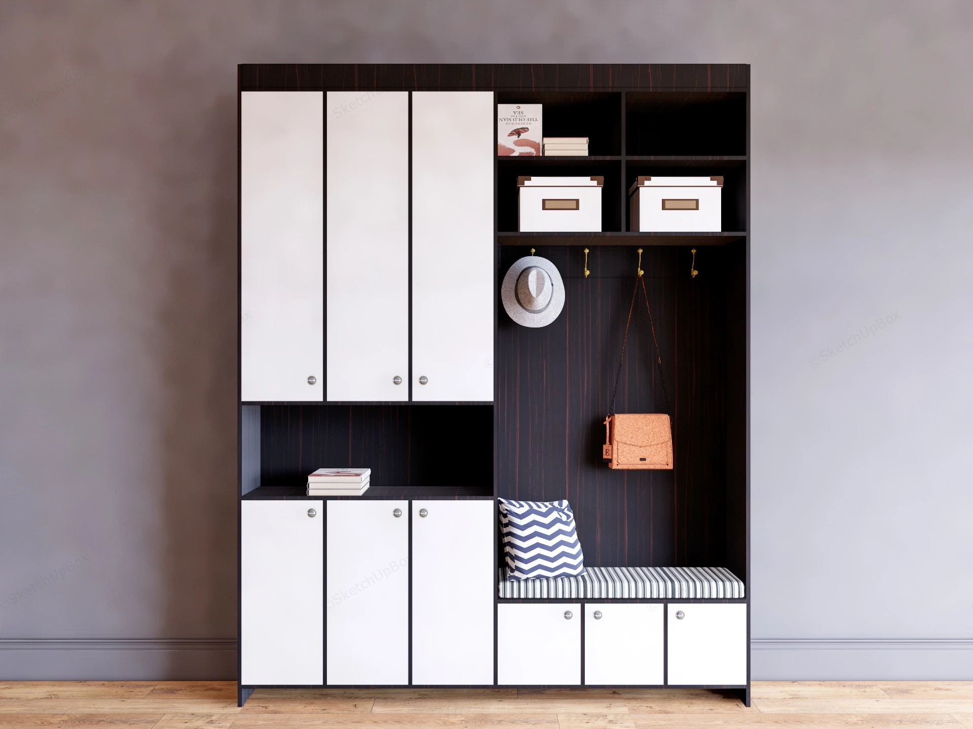 Mudroom Bench With Storage Idea sketchup model preview - SketchupBox