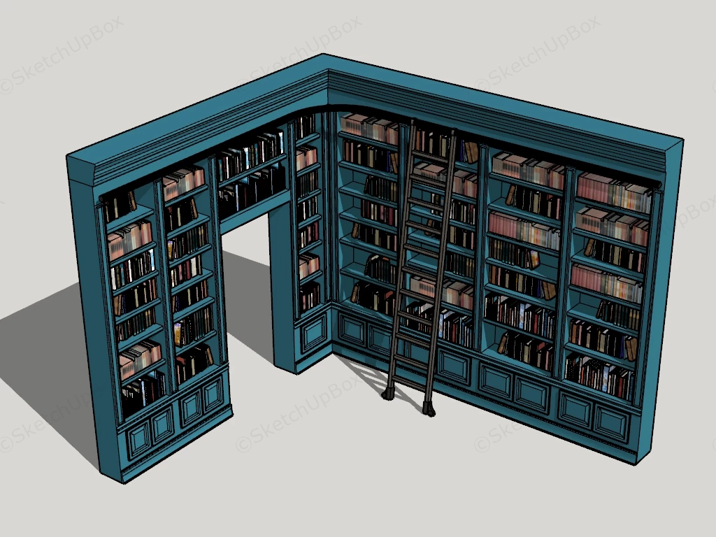 Full Wall Bookcases sketchup model preview - SketchupBox