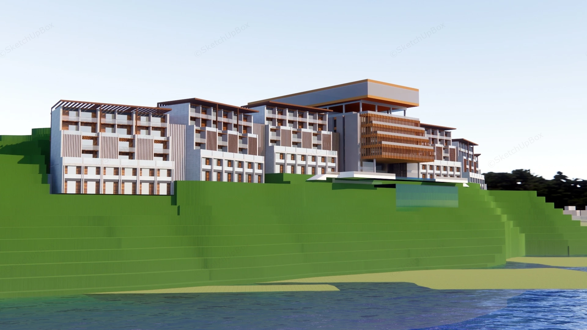 Luxury Mountain Resort sketchup model preview - SketchupBox