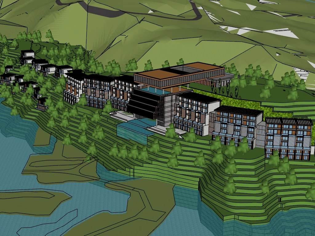 Luxury Mountain Resort sketchup model preview - SketchupBox
