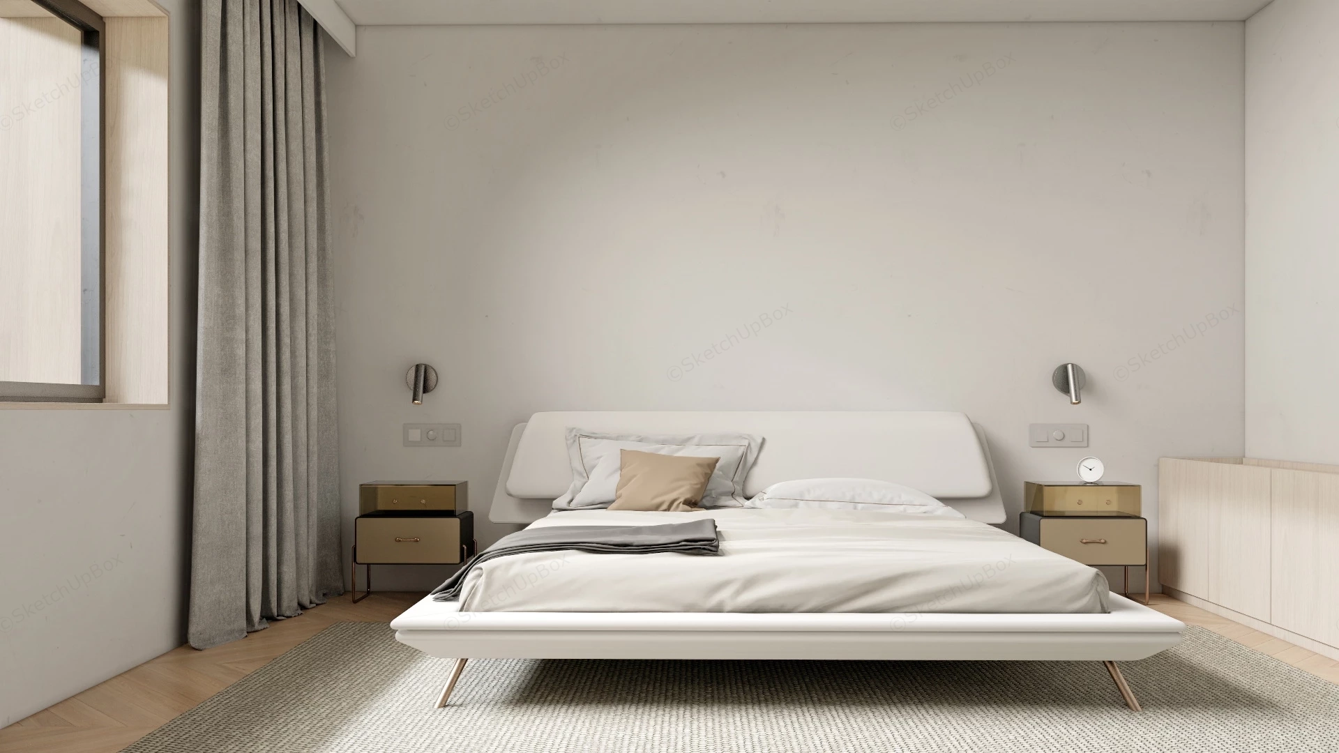 Modern Zen Bedroom sketchup model preview - SketchupBox