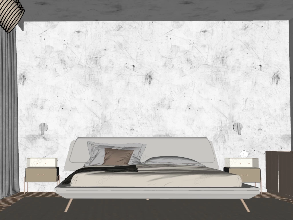 Modern Zen Bedroom sketchup model preview - SketchupBox