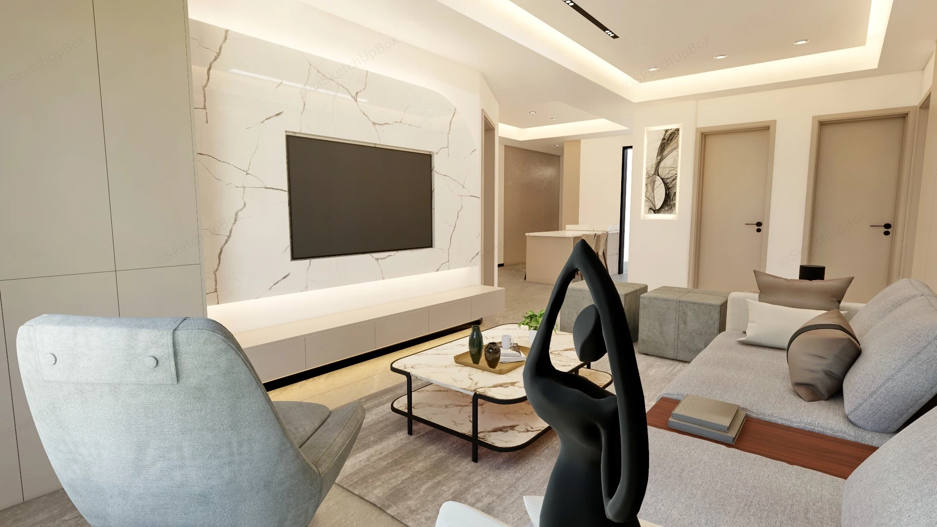 Modern Small Living Room Design sketchup model preview - SketchupBox