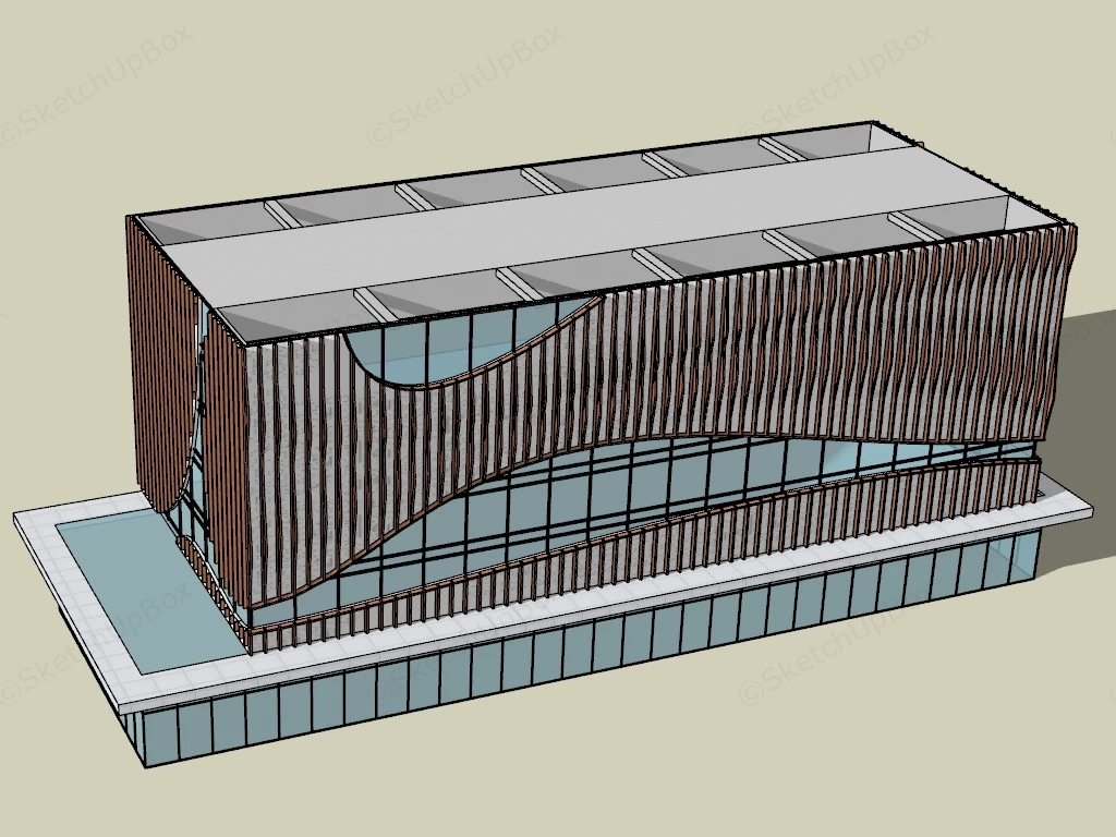 Modern Art Office Building sketchup model preview - SketchupBox