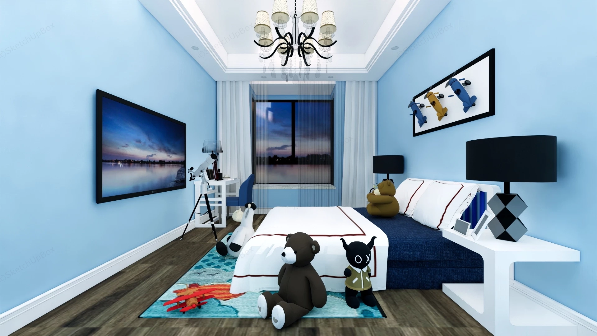 Blue Toddler Boys Room sketchup model preview - SketchupBox
