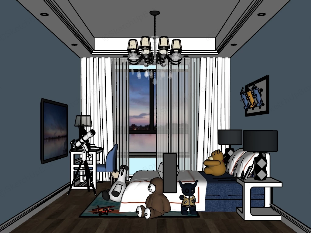 Blue Toddler Boys Room sketchup model preview - SketchupBox