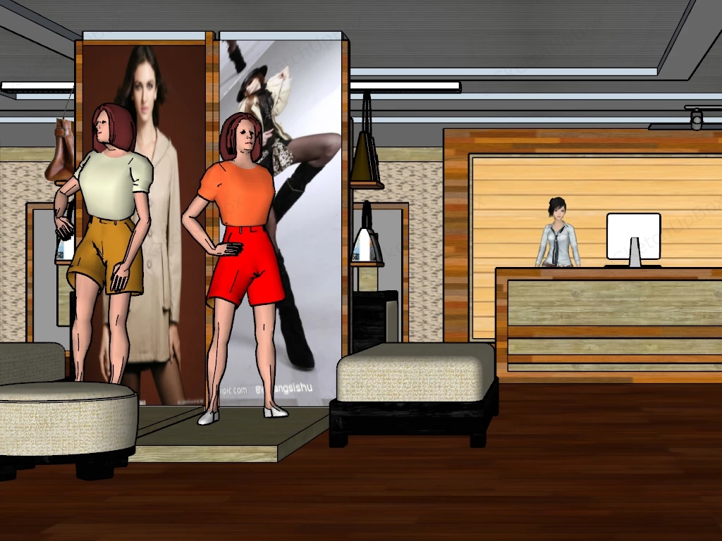 Women Fashion Clothing Store sketchup model preview - SketchupBox
