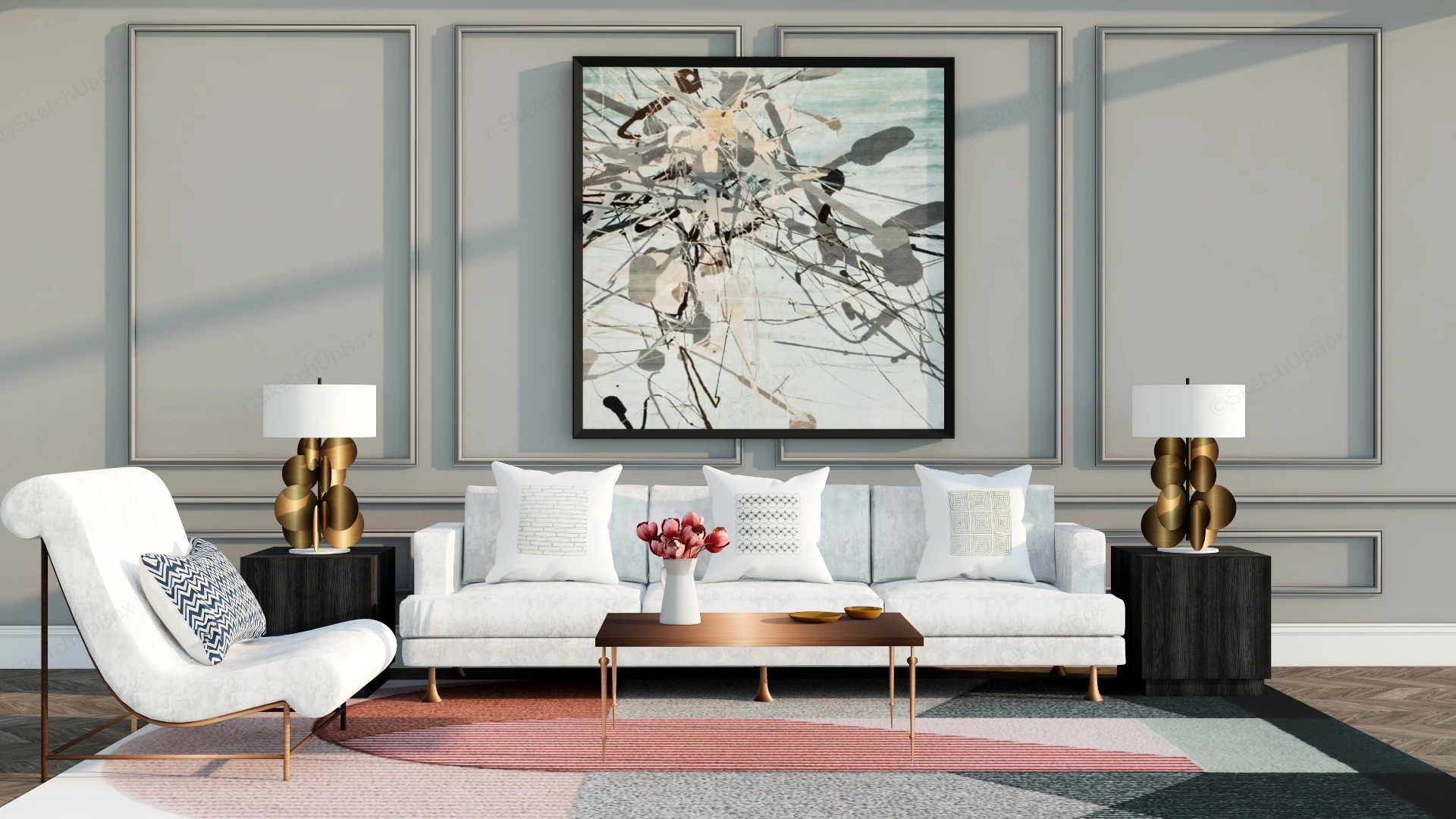 Contemporary Living Room Sets sketchup model preview - SketchupBox