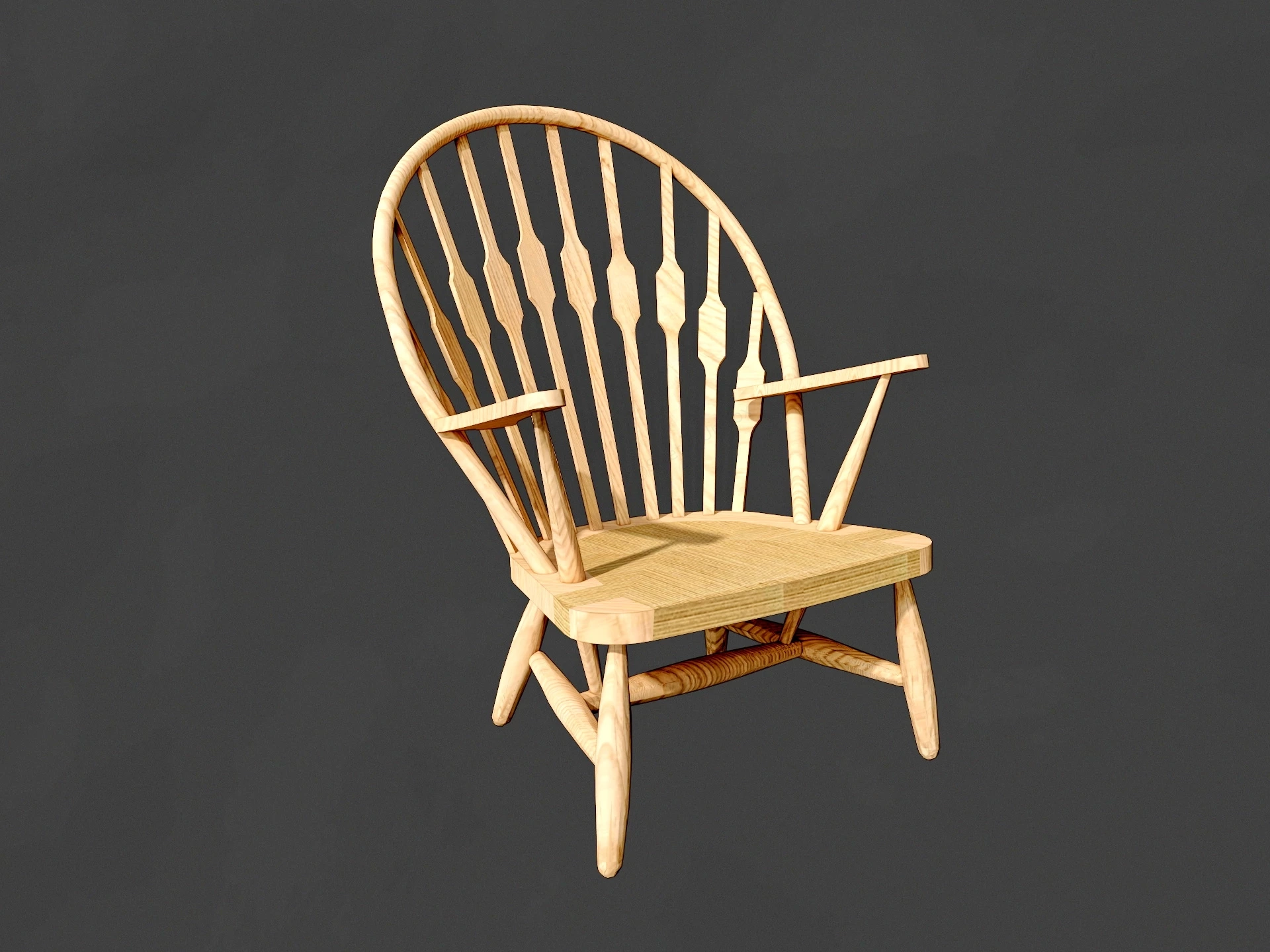 Wood Windsor Chair sketchup model preview - SketchupBox