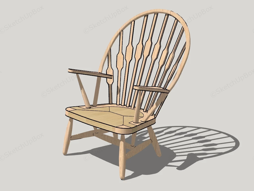 Wood Windsor Chair sketchup model preview - SketchupBox