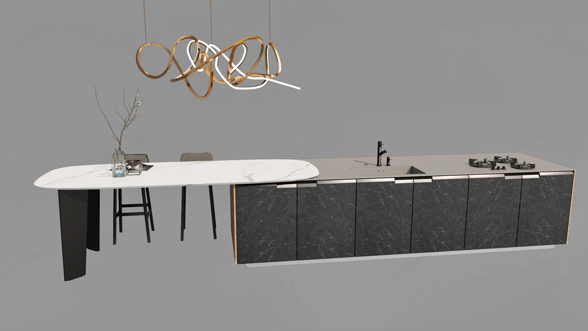 Modern Kitchen Island Design sketchup model preview - SketchupBox