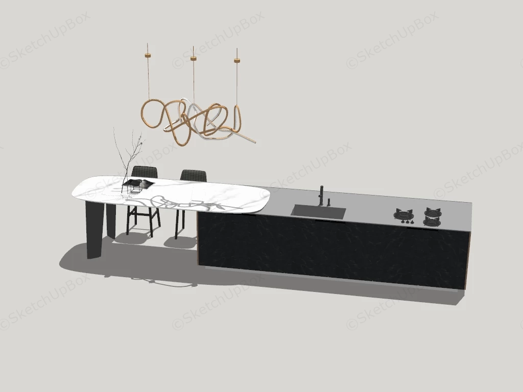 Modern Kitchen Island Design sketchup model preview - SketchupBox