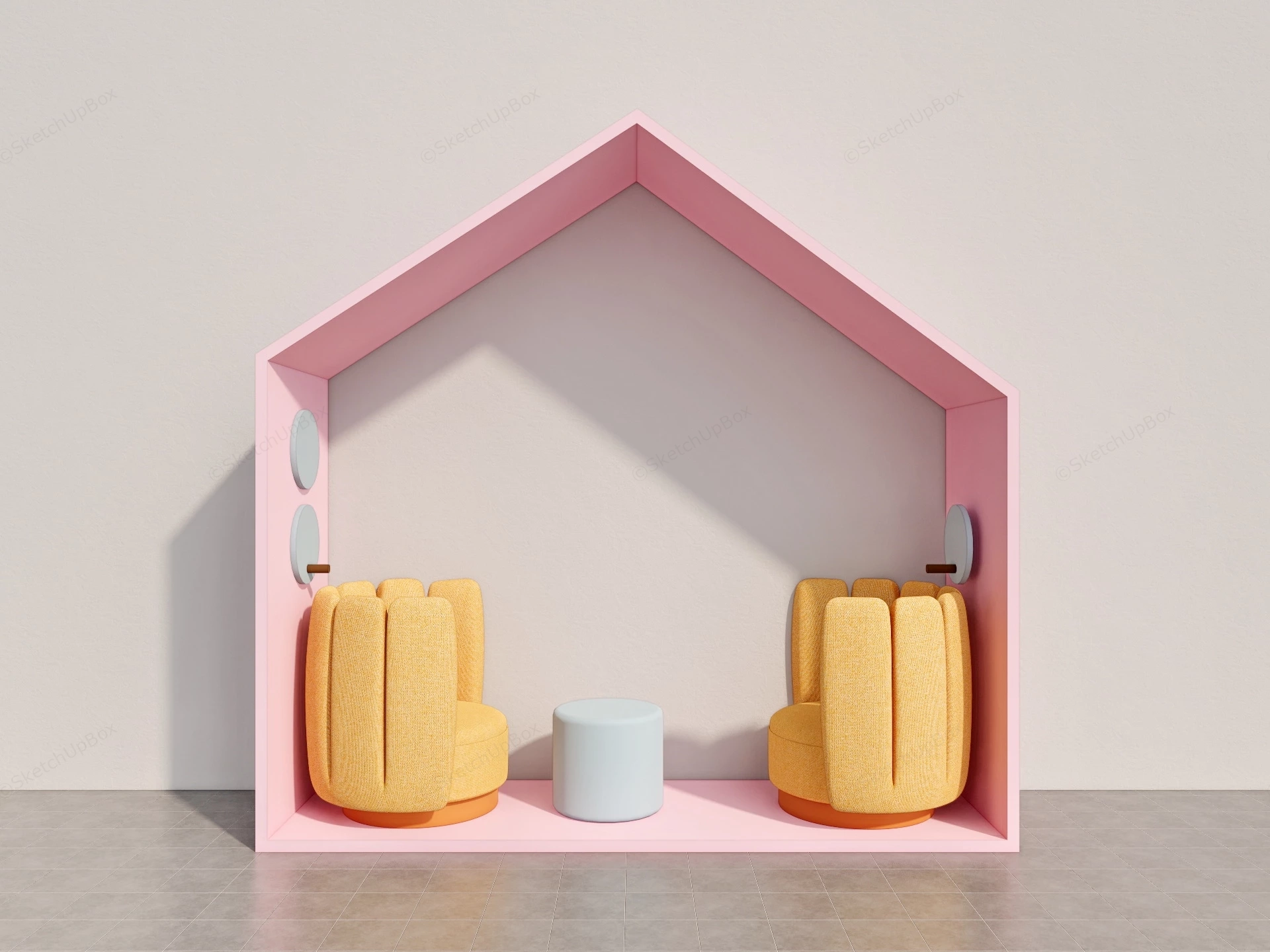 Pod Seating Booth sketchup model preview - SketchupBox