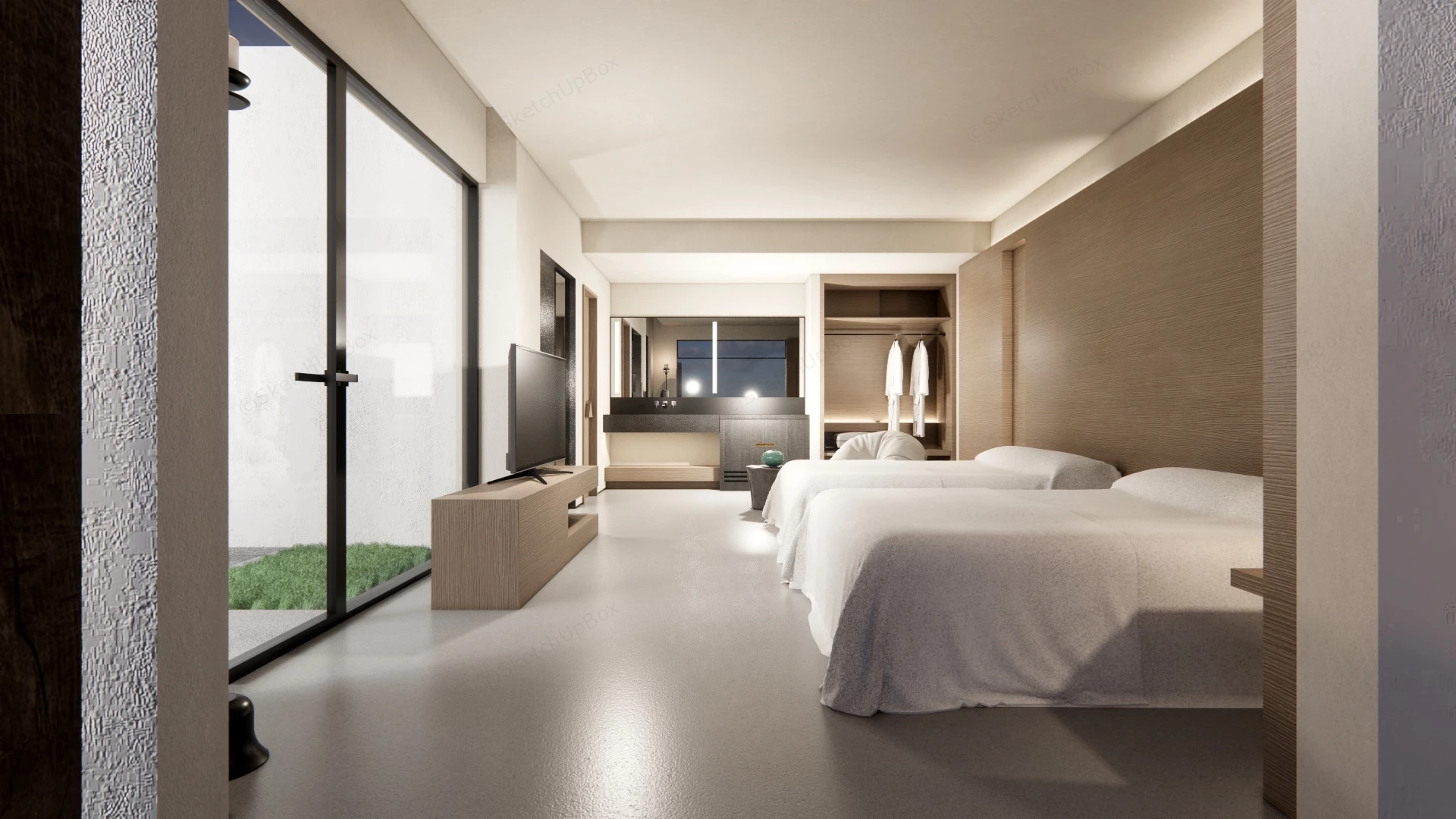 Wabi Sabi Hotel Room Design sketchup model preview - SketchupBox