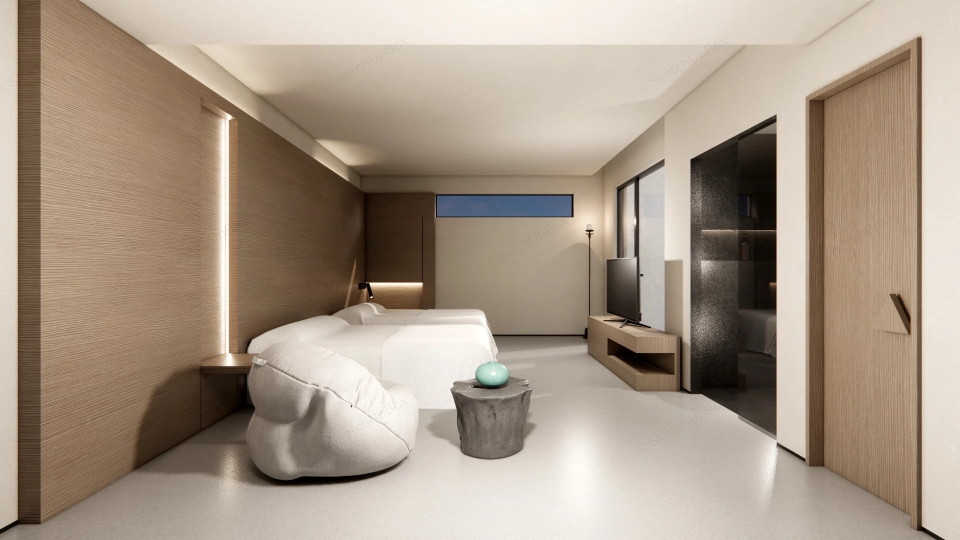 Wabi Sabi Hotel Room Design sketchup model preview - SketchupBox