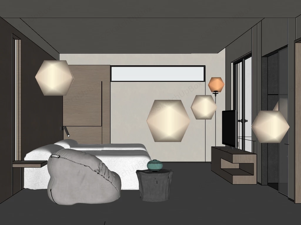 Wabi Sabi Hotel Room Design sketchup model preview - SketchupBox