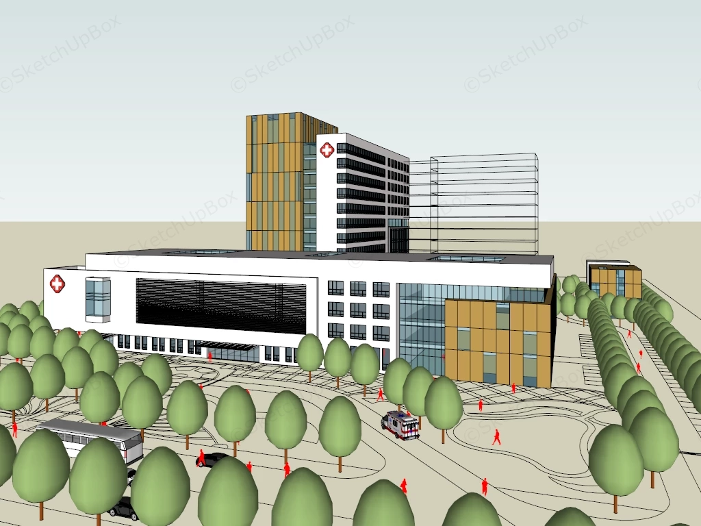 Hospital Building Plan Design sketchup model preview - SketchupBox