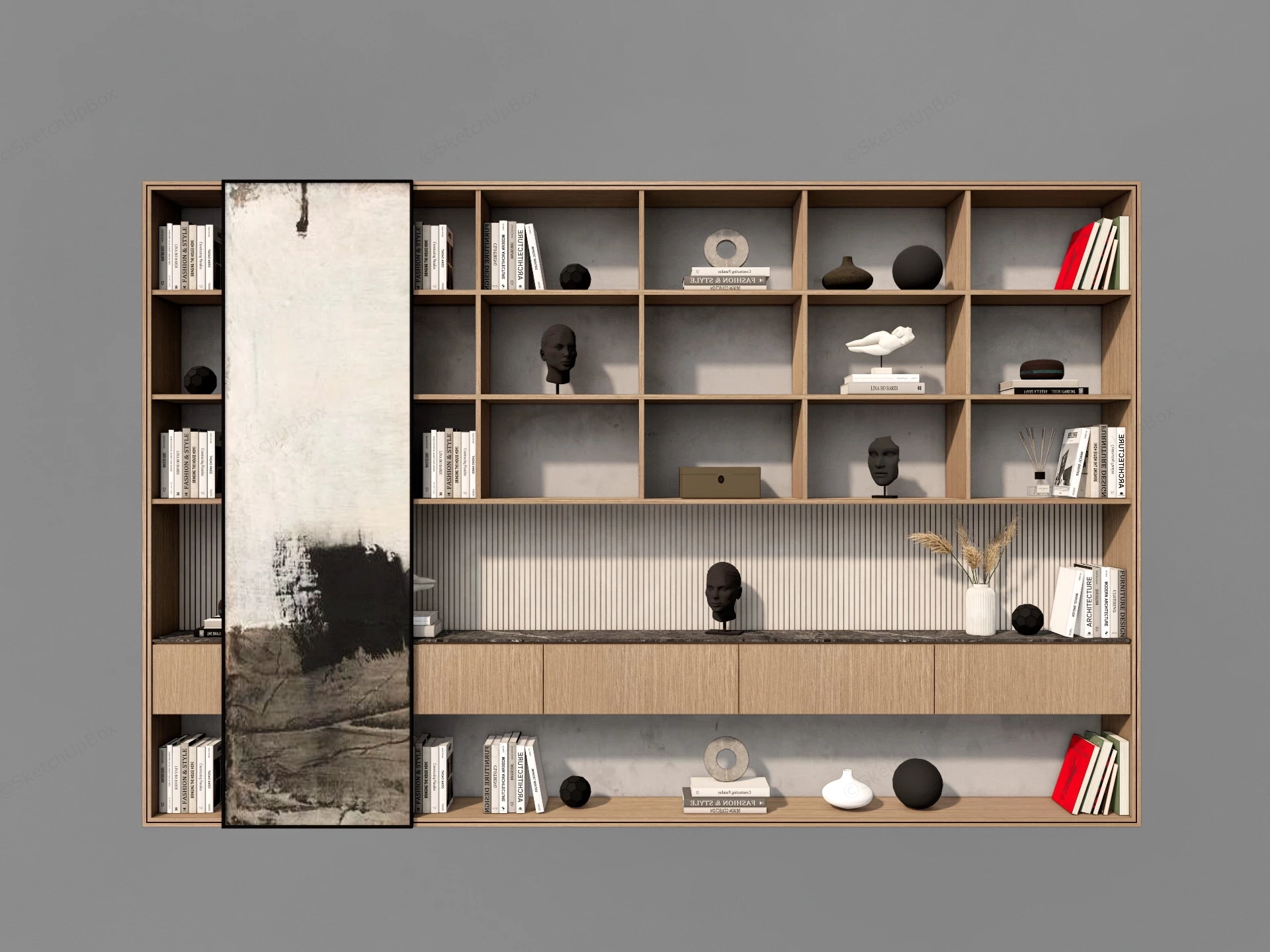 Wabi Sabi Bookcase sketchup model preview - SketchupBox