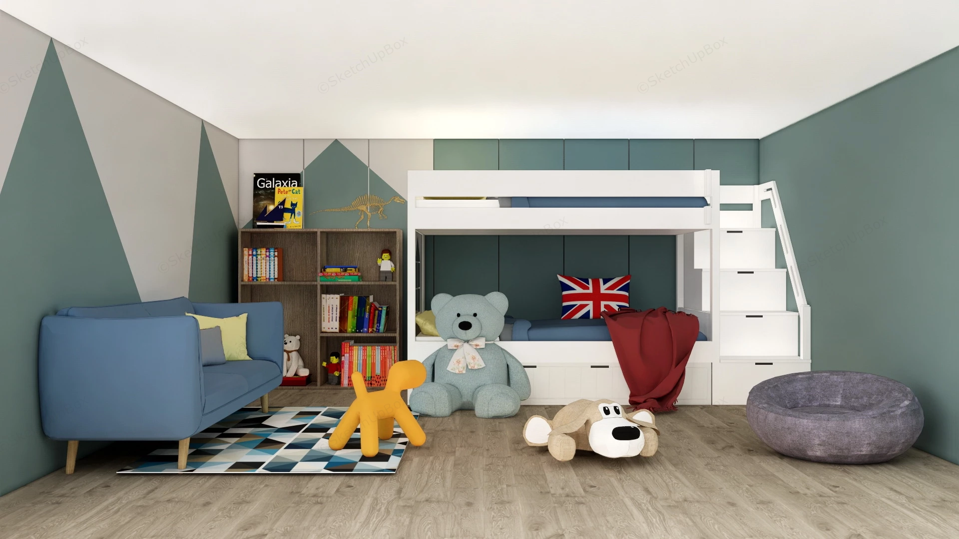 Boys Bunk Room sketchup model preview - SketchupBox