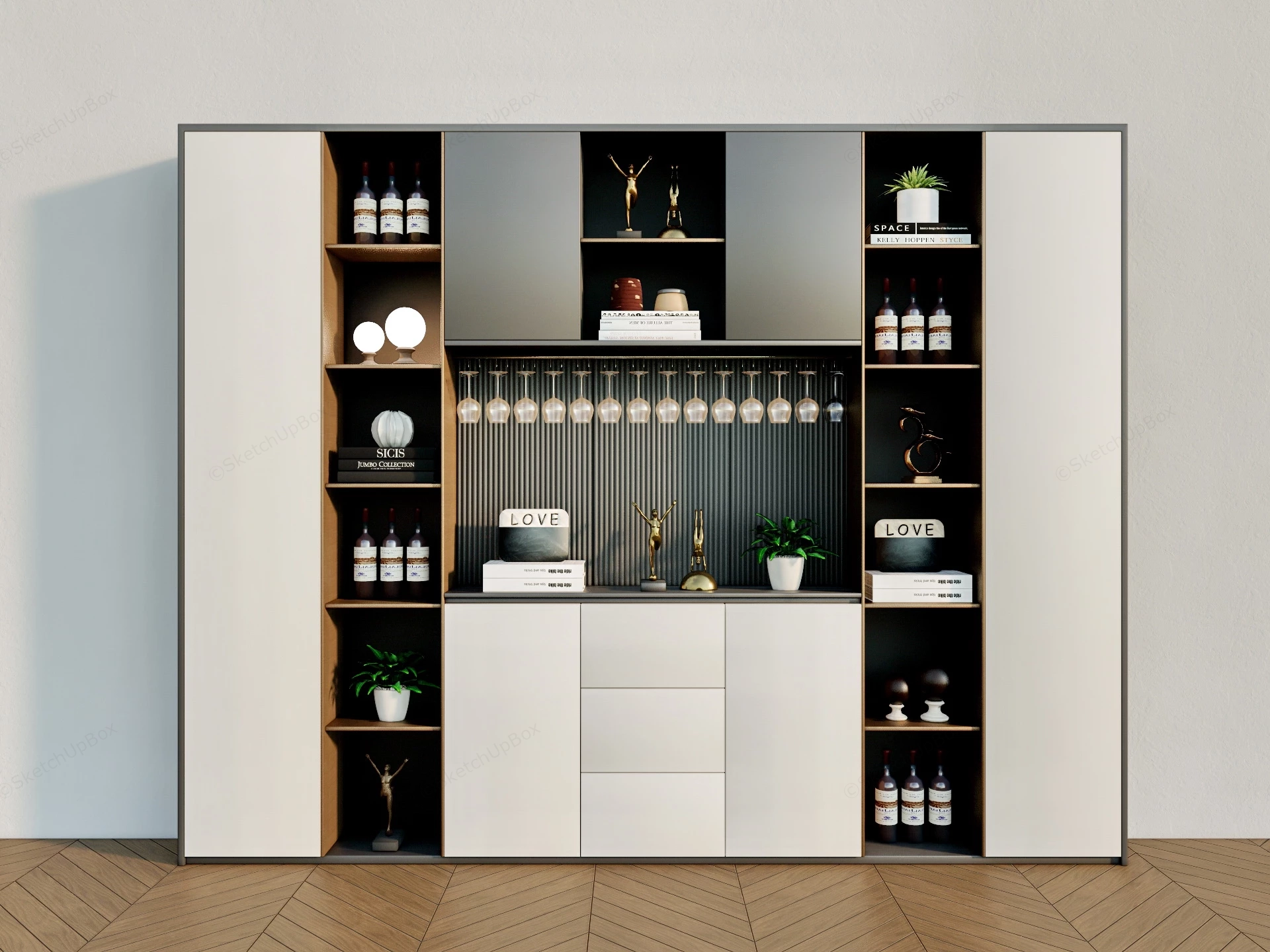 Home Bar Cabient sketchup model preview - SketchupBox