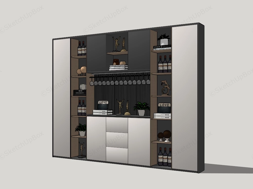 Home Bar Cabient sketchup model preview - SketchupBox