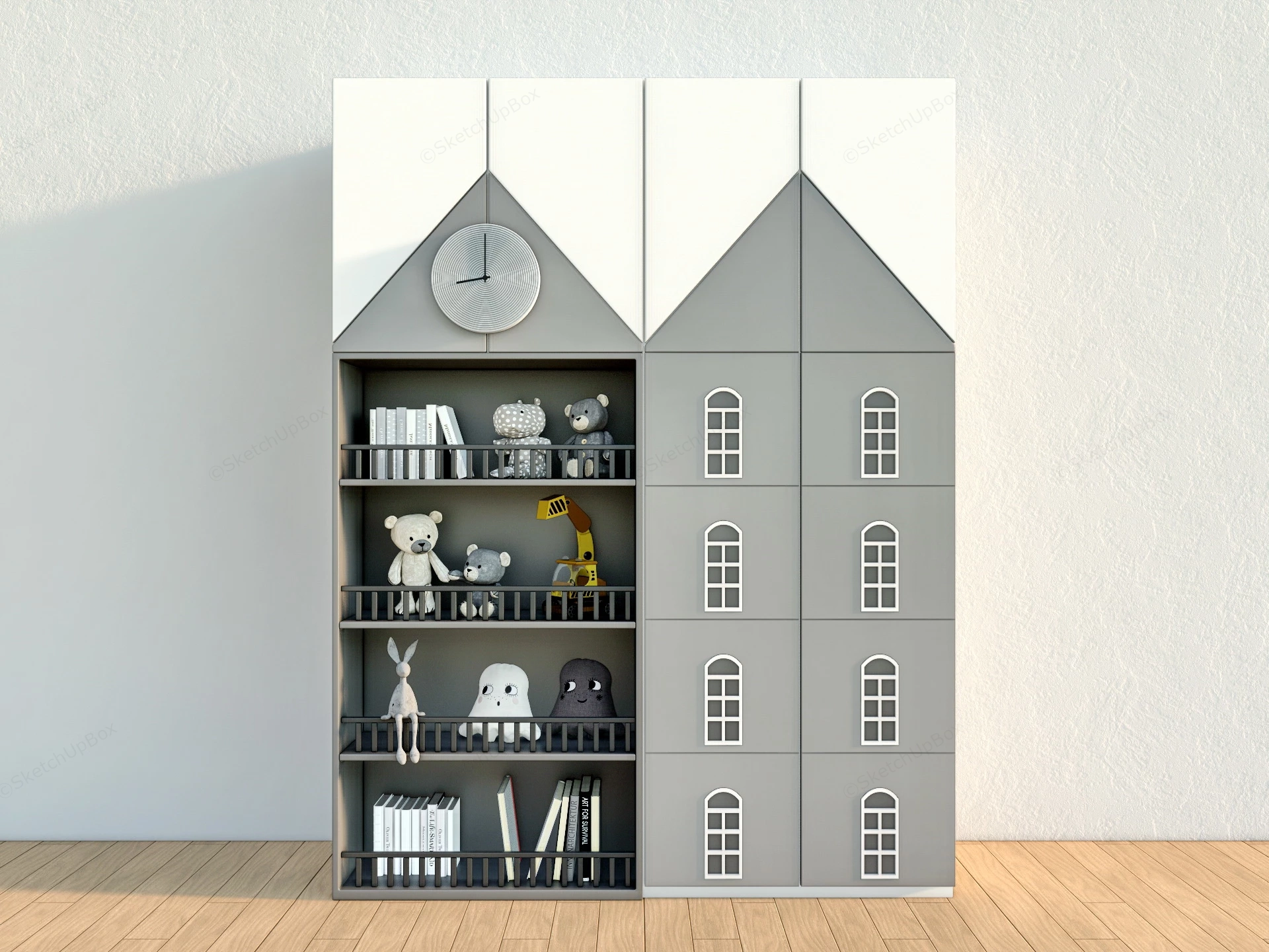 Toy Storage Wardrobe Combo sketchup model preview - SketchupBox