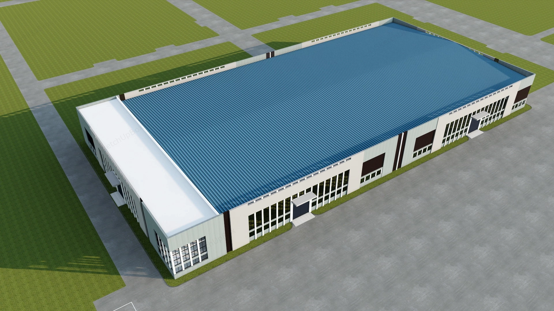 Modern Factory Building Exterior sketchup model preview - SketchupBox