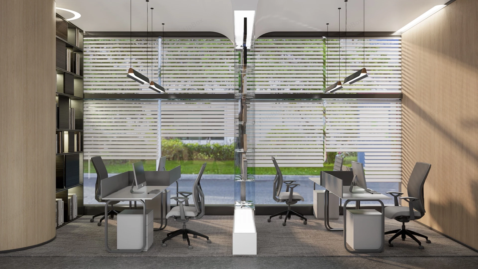 Modern Open Office Space sketchup model preview - SketchupBox