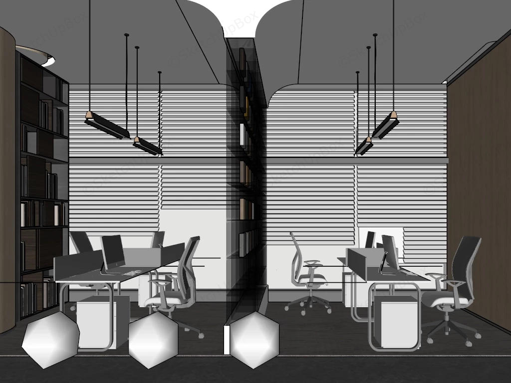 Modern Open Office Space sketchup model preview - SketchupBox