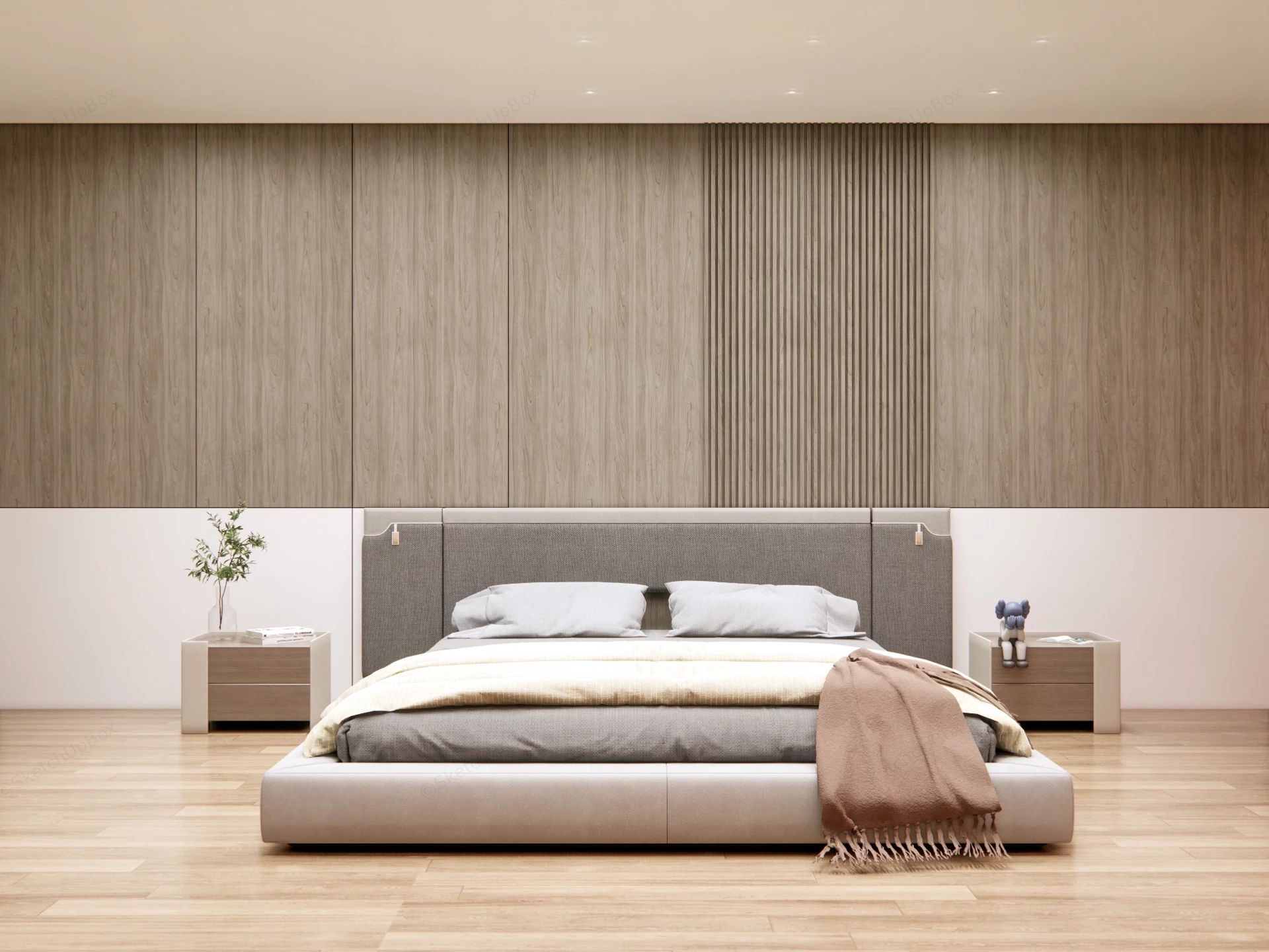 Modern Low Profile Platform Bed sketchup model preview - SketchupBox